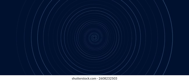 Futuristic abstract dark blue horizontal banner background. Glowing blue circle lines design. Swirl circular lines element. Future technology concept. Space for your text. modern.