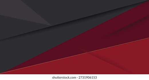 Fondo abstracto futurista rojo oscuro y gris. Superposición en diseño de patrón geométrico de color oscuro. Moderna ilustración de fondo de papel superpuesto. Vector Eps10