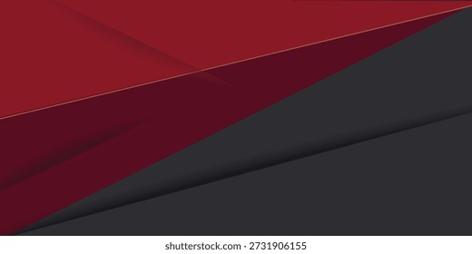 Fondo abstracto futurista rojo oscuro y gris. Superposición en diseño de patrón geométrico de color oscuro. Moderna ilustración de fondo de papel superpuesto. Vector Eps10