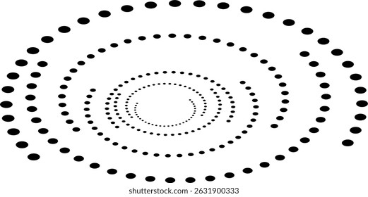 Futuristic abstract design featuring dotted concentric arcs forming a tunnel-like spiral on a white background. Ideal for optical illusion art, digital graphics, tech visuals, and modern motion-based 