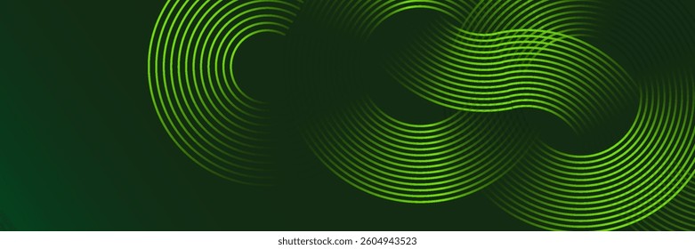 futuristic abstract design with glowing green curved lines on a dark background. The fluid and intertwined patterns create a sense of depth and movement.