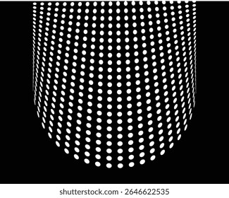 Futuristic Abstract Dot Grid on Wavy Black Surface Vector EPS, Fully Editable File.