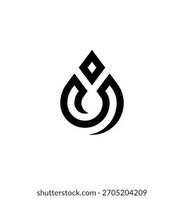 Logotipo abstracto futurista del descenso que presenta curvas geométricas y un punto agudo del diamante. Perfecto para FinTech o consultoría de alta gama.