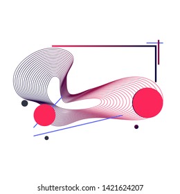 Futuristic abstract element, bright circles and lines. Graphic element. Modern colorful gradient fluid design. Template for minimal banner, presentation, logo, flyer, signage. Vector illustration.