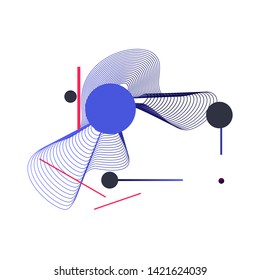 Futuristic abstract element with purple and black circles and lines. Graphic element. Modern colorful gradient fluid design. Template for minimal banner, presentation, flyer. Vector illustration.