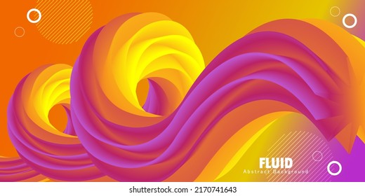 Futuristische abstrakte Flüssigkeitskurve. Flüssigkeitsform. Abstrakte Bewegung der gelben und blauen flüssigen Form mit 3D-Form Illustration mit pulsierendem Farbverlauf und Lichteffekt. Design für Cover, Poster, Broschüre.