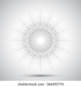 Futuristic  abstract form with connected line and dots. Graphic background for your design. Vector illustration.