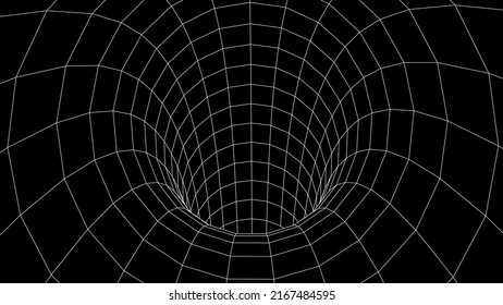 Túnel de marco abstracto futurista. Fondo de la rejilla del agujero 3D. Para diseño de sitios web y banners. Gran visualización de datos. Ilustración vectorial.
