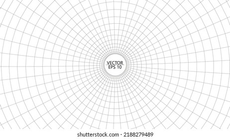 Futuristic abstract frame tunnel. 3D hole grid background. For website and banner design. Big data visualization. Vector illustration.