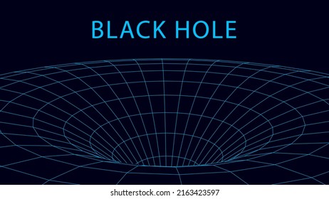 Futuristic abstract frame wormhole. 3D portal hole grid background. For website and banner design. Big data visualization. Vector illustration.