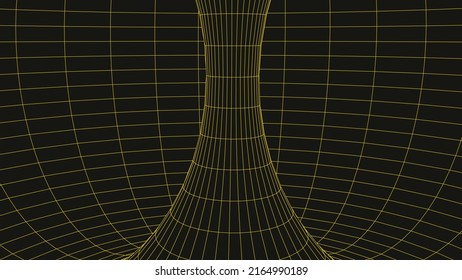 Futuristic Abstract Frame Wormhole. 3D Portal Hole Grid Background. For Website And Banner Design. Big Data Visualization. Vector Illustration.