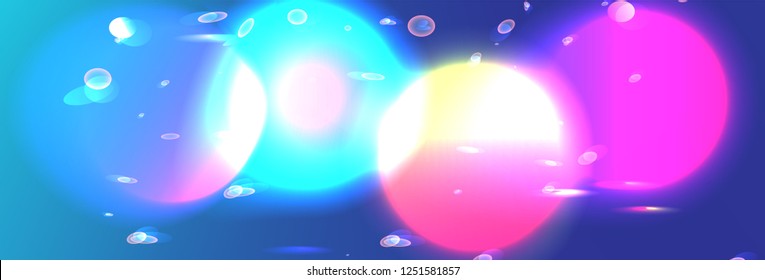 Futuristic abstract galaxy vector elements. Bright neon glitched sun,  rings, planets, particles, quantum. Business widescreen template, wallpaper