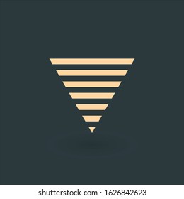 Futuristic abstract geometric triangle logo design made out of stipes. Corporate tech geometric identity concept. Stock Vector illustration isolated on green background.