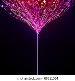 Futuristic abstract glowing background resembling motion blurred neon light curves. EPS 8 vector file included