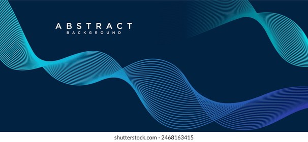 Futuristic Abstract glowing blue wave lines background. Modern ynamic wave pattern. Suit for poster, banner, brochure, cover, website, flyer. Vector illustration	