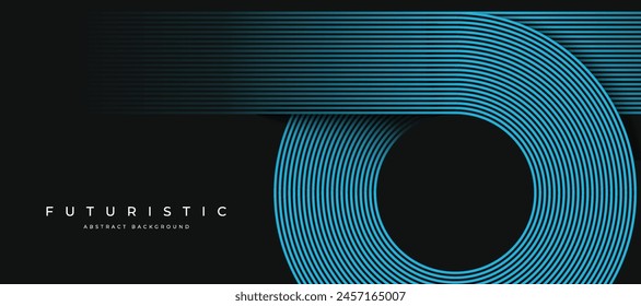 Futuristische abstrakte glühende Linien auf dunklem Hintergrund. Elegantes geometrisches Streifenliniendesign. Horizontale Banner Vorlage. Vektorillustration