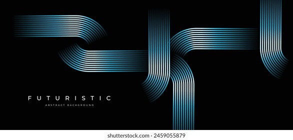 Futurista abstracto brillante líneas sobre fondo oscuro. Elegante diseño geométrico de línea de rayas. Plantilla Horizontal del Anuncio. Ilustración vectorial	