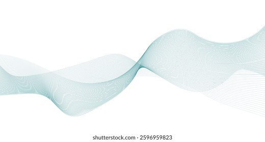 Futuristic Abstract glowing wave lines on white background. Dynamic wave pattern. Suit for poster, banner, brochure, cover, website, flyer. Vector illustration	