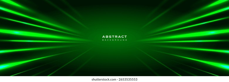 Raios laser verde abstratos futuristas sobre fundo escuro. Tecnologia, ficção científica, energia, velocidade e conceito digital. Perfeito para designs modernos, banners e apresentações.