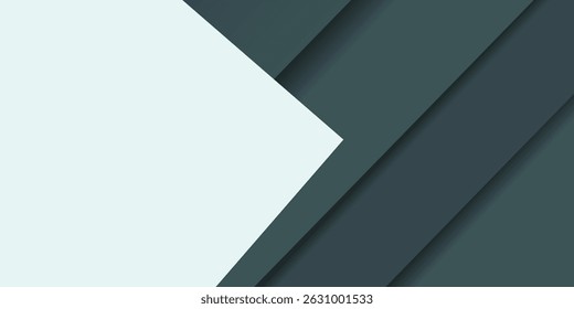 Futurista abstrato verde e branco. Sobreposição de papel em design geométrico de cor branca brilhante. Fundo de papel de sobreposição moderno
