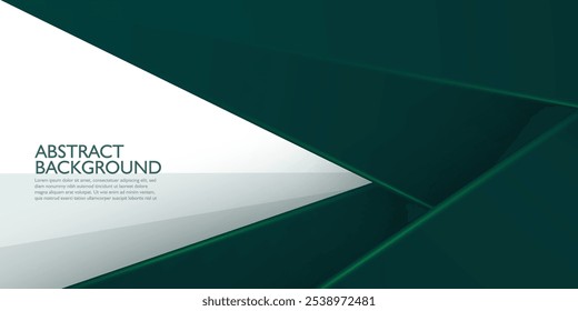 Futuristic abstract green and white. Triangle on bright white color geometric design. Modern overlap papercut background vector illustration. Eps10 vector
