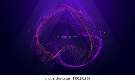 Futuristic Abstract Grid Line Wave Lights Background