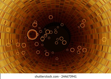 Futuristic abstract horizontal background with flying bubbles