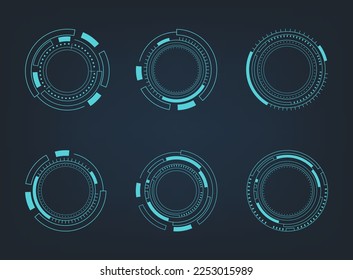 Futuristic abstract HUD. Circle technology elements set. Futuristic hud interface. Vector illustration.