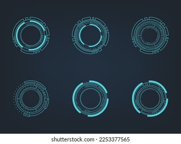 Futuristic abstract HUD. Circle technology elements set. Futuristic hud interface. Vector illustration.