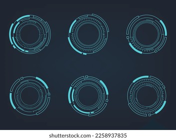 Futuristic abstract HUD. Circle technology elements set. Futuristic hud interface. Vector illustration.