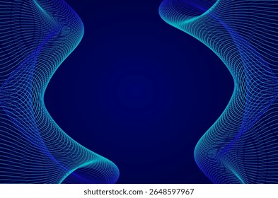 Futuristic Abstract line stripes line blue neon on gradient background. Tech, minimalist and modern concept with copy space.