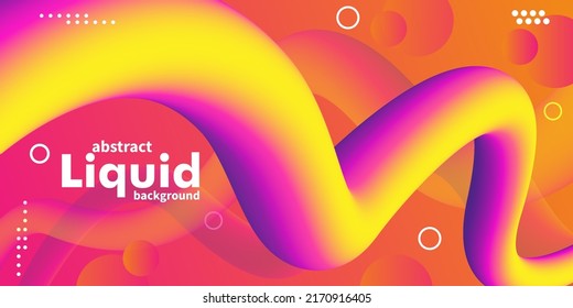 Futuristic abstract liquid background. Fluid shape. Abstract yellow and pink color liquid form movement with 3d shape Illustration with vibrant gradient and light effect. Abstract design for cover, po