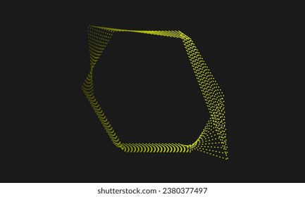 Futuristic abstract metal gold gradient dot wave line vector on Memphis black background, dotted golden yellow digital dynamic elegant flow, technology concept web, poster, card print design template