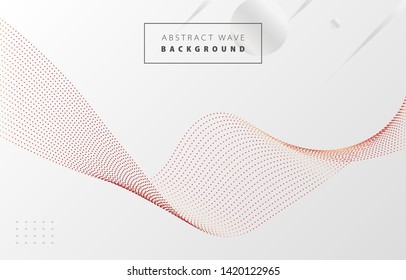 Futuristic abstract metal red gradient dot wave line vector on Memphis white background, dotted rose digital dynamic elegant flow, technology concept for web, poster, card print design template