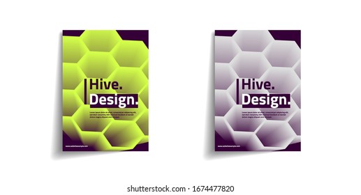 Cartel A4 mínimo abstracto futurista, tarjetas, juego de tapas. Colección de afiches de diseño de hexágono creativo. Color gris. Plantilla. Tragedia.