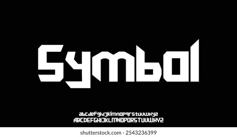 Futuristic abstract modern techno font, abstract geometric sci fi bold display letter set, stencil clean stencil monospaced typeface
