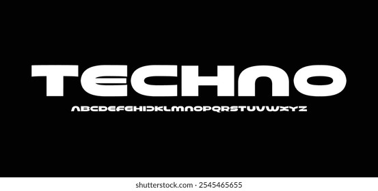Futuristic abstract modern techno font, ancient sci fi bold display letter set, geometric clean typeface
