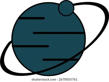Planeta abstracto futurista con anillos de órbita. Concepto de espacio y astronomía en diseño plano moderno.