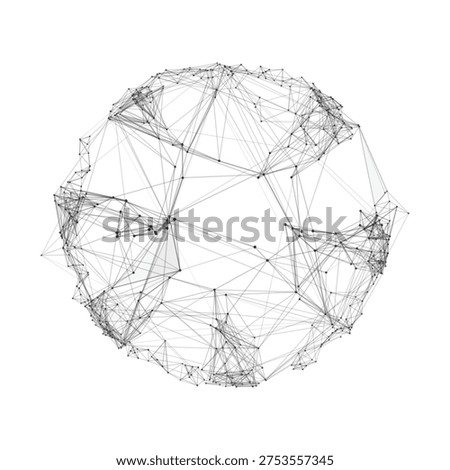 Futuristic abstract plexus sphere made of connected dots and thin lines symbolizing global digital network communication
