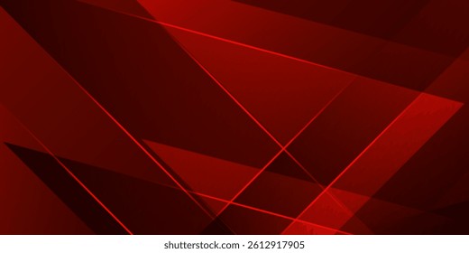 Futuristic abstract red geometric background with glowing lines and overlapping transparent shapes. Modern digital design perfect for technology, business, and innovation concepts.