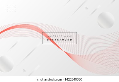 Futuristic abstract red gradient wave line vector and Memphis element white background  rose digital dynamic elegant flow waves  technology concept for web  poster  card print design template