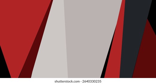 Futuristic abstract red, gray, and black 3D background. Overlap papercut triangle geometric design. Modern overlap papercut background illustration. Eps10 vector