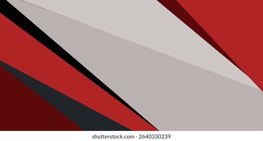 Futuristic abstract red, gray, and black 3D background. Overlap papercut triangle geometric design. Modern overlap papercut background illustration. Eps10 vector