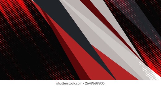 Fundo 3D preto, cinza e vermelho abstrato futurista. Sobrepor o design geométrico do triângulo de recorte de papel.modern.vetor