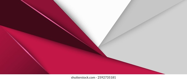 Futuristic abstract red and gray. Triangle on bright white color geometric design. Modern overlap papercut background vector illustration.