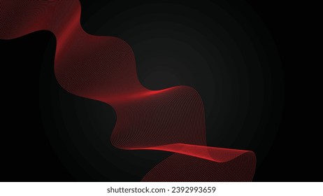 Futuristic Abstract red wavy lines in dark Background. Creative stripe vector collection for business background, brochure template, booklet, flyer. vector illustration