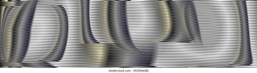 Formas abstractas y futuristas redondeadas con textura lineal gris con efecto moire. Salvapantallas de fondo monocromo para decoración interior, todo panel, aplicaciones móviles, tarjeta de visita, imagen de blog. 