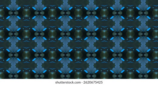 Futuristic Abstract Seamless Pattern with Blue Neon Accents