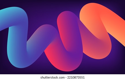 Futuristic abstract shape. Fluid color background. Liquid colorful shape on dark background. Template for posters, advertising banners, brochure, flyer, placard, websites. EPS vector image