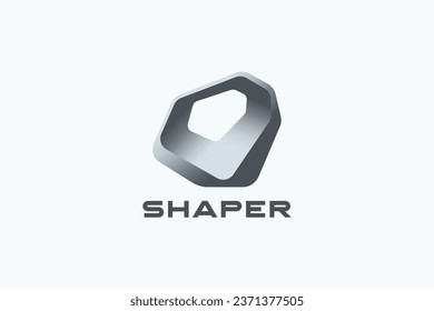 Futuristic Abstract Shape Logo Design 3D Vector template. Architecture Hitech Technology Logotype concept art app icon.